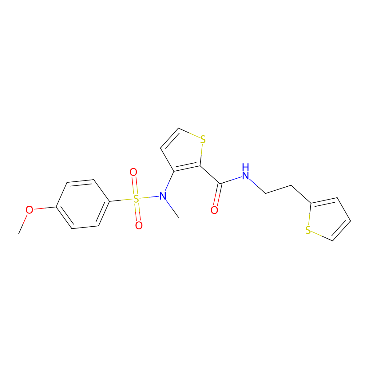 3-(N-methyl4-methoxybenzenesulfonamido)-N-[2-(thiophen-2-yl)ethyl]thiophene-2-carboxamide molecular structure, CAS 1116082-65-5