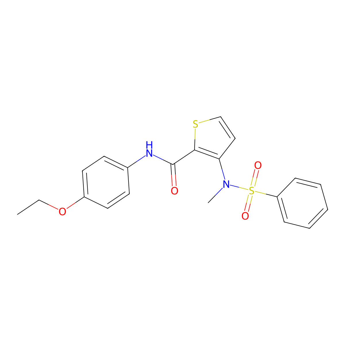 N-(4-ethoxyphenyl)-3-(N-methylbenzenesulfonamido)thiophene-2-carboxamide molecular structure, CAS 1116082-66-6