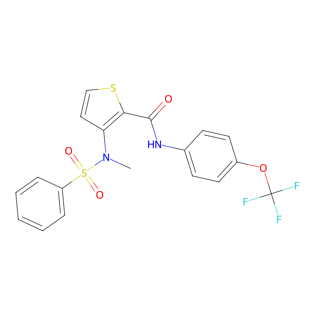 3-(N-methylbenzenesulfonamido)-N-[4-(trifluoromethoxy)phenyl]thiophene-2-carboxamide molecular structure, CAS 1116082-68-8
