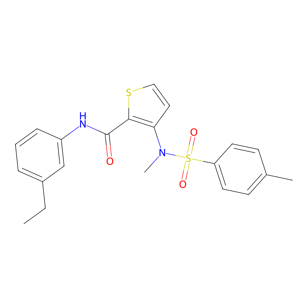 N-(3-ethylphenyl)-3-(N-methyl4-methylbenzenesulfonamido)thiophene-2-carboxamide molecular structure, CAS 1116082-69-9