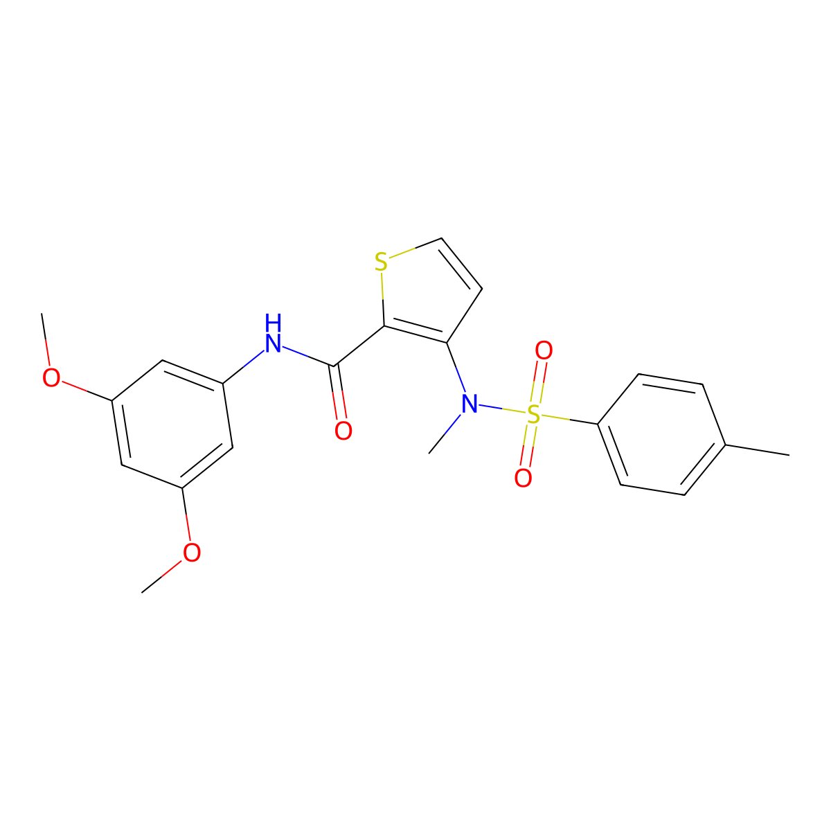 N-(3,5-dimethoxyphenyl)-3-(N-methyl4-methylbenzenesulfonamido)thiophene-2-carboxamide molecular structure, CAS 1116082-71-3