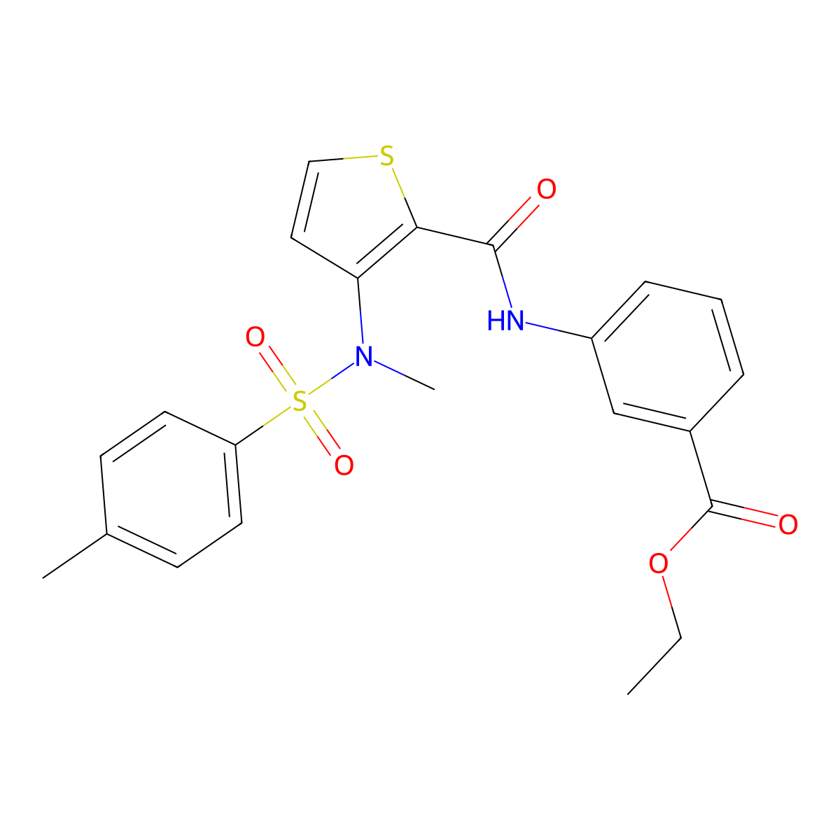 ethyl 3-[3-(N-methyl4-methylbenzenesulfonamido)thiophene-2-amido]benzoate molecular structure, CAS 1116082-73-5