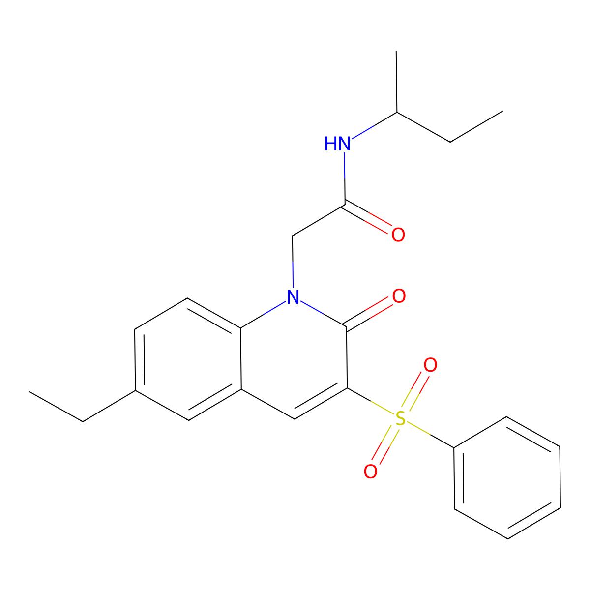 2-[3-(benzenesulfonyl)-6-ethyl-2-oxo-1,2-dihydroquinolin-1-yl]-N-(butan-2-yl)acetamide molecular structure, CAS 1116084-10-6