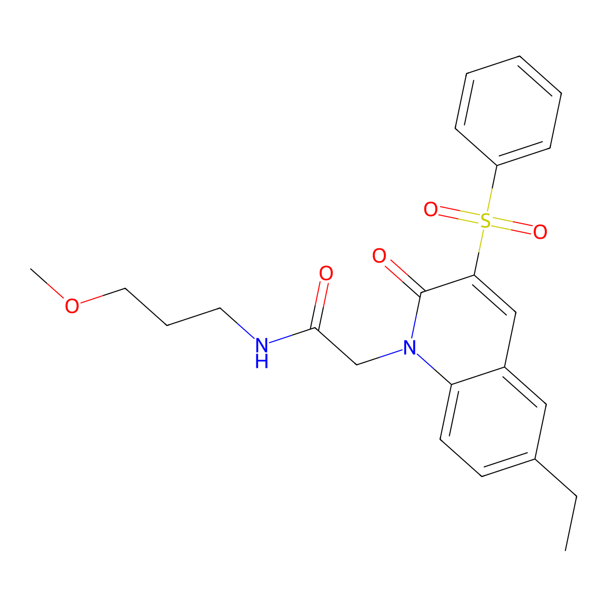 2-[3-(benzenesulfonyl)-6-ethyl-2-oxo-1,2-dihydroquinolin-1-yl]-N-(3-methoxypropyl)acetamide molecular structure, CAS 1116084-11-7