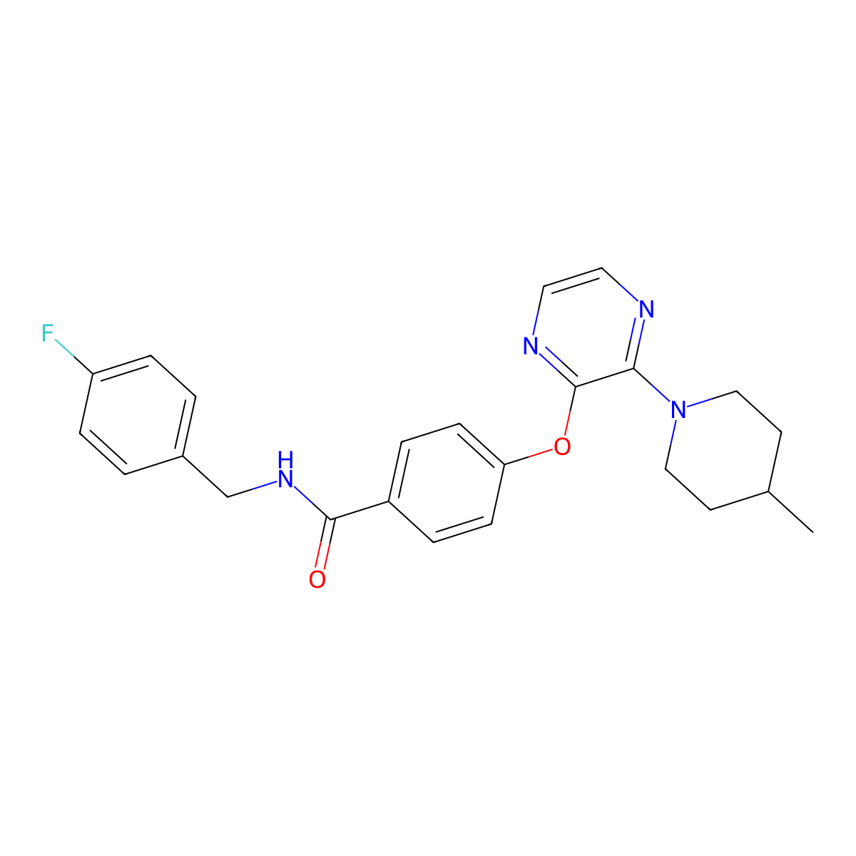 N-(4-fluorobenzyl)-4-{[3-(4-methylpiperidin-1-yl)pyrazin-2-yl]oxy}benzamide molecular structure, CAS 1116084-20-8