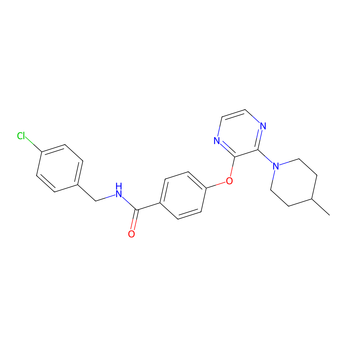 N-(4-chlorobenzyl)-4-{[3-(4-methylpiperidin-1-yl)pyrazin-2-yl]oxy}benzamide molecular structure, CAS 1116084-21-9