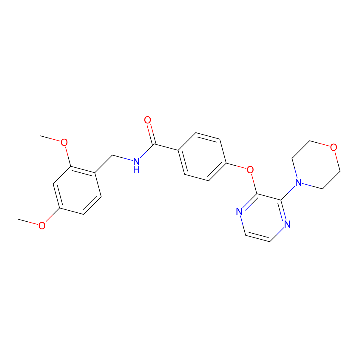 N-(2,4-dimethoxybenzyl)-4-{[3-(morpholin-4-yl)pyrazin-2-yl]oxy}benzamide molecular structure, CAS 1116084-25-3