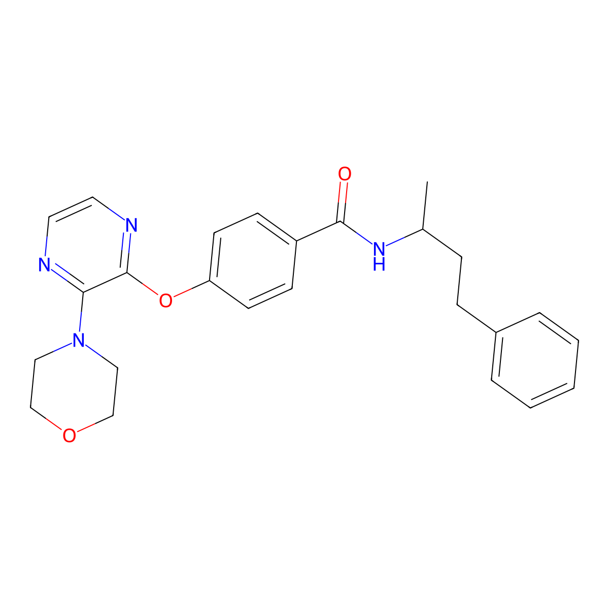 4-((3-morpholinopyrazin-2-yl)oxy)-N-(4-phenylbutan-2-yl)benzamide molecular structure, CAS 1116084-28-6