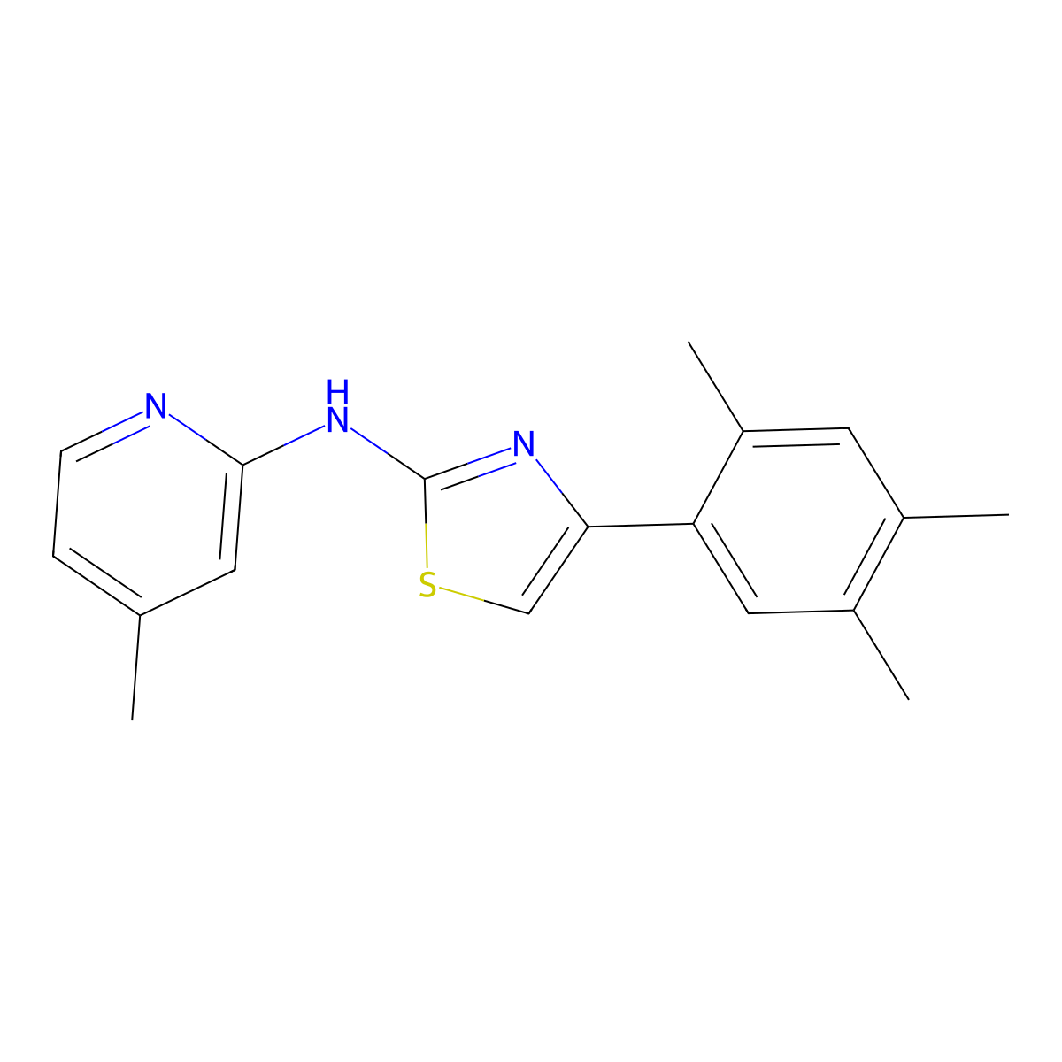 4-methyl-N-[4-(2,4,5-trimethylphenyl)-1,3-thiazol-2-yl]pyridin-2-amine molecular structure, CAS 1116084-33-3