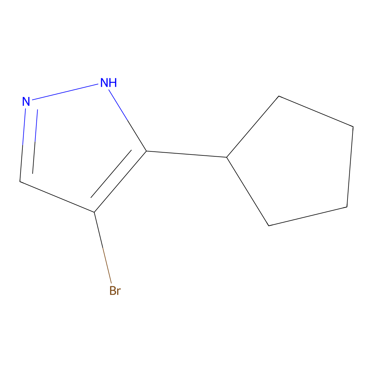 4-bromo-5-cyclopentyl-1H-pyrazole molecular structure, CAS 1116093-46-9
