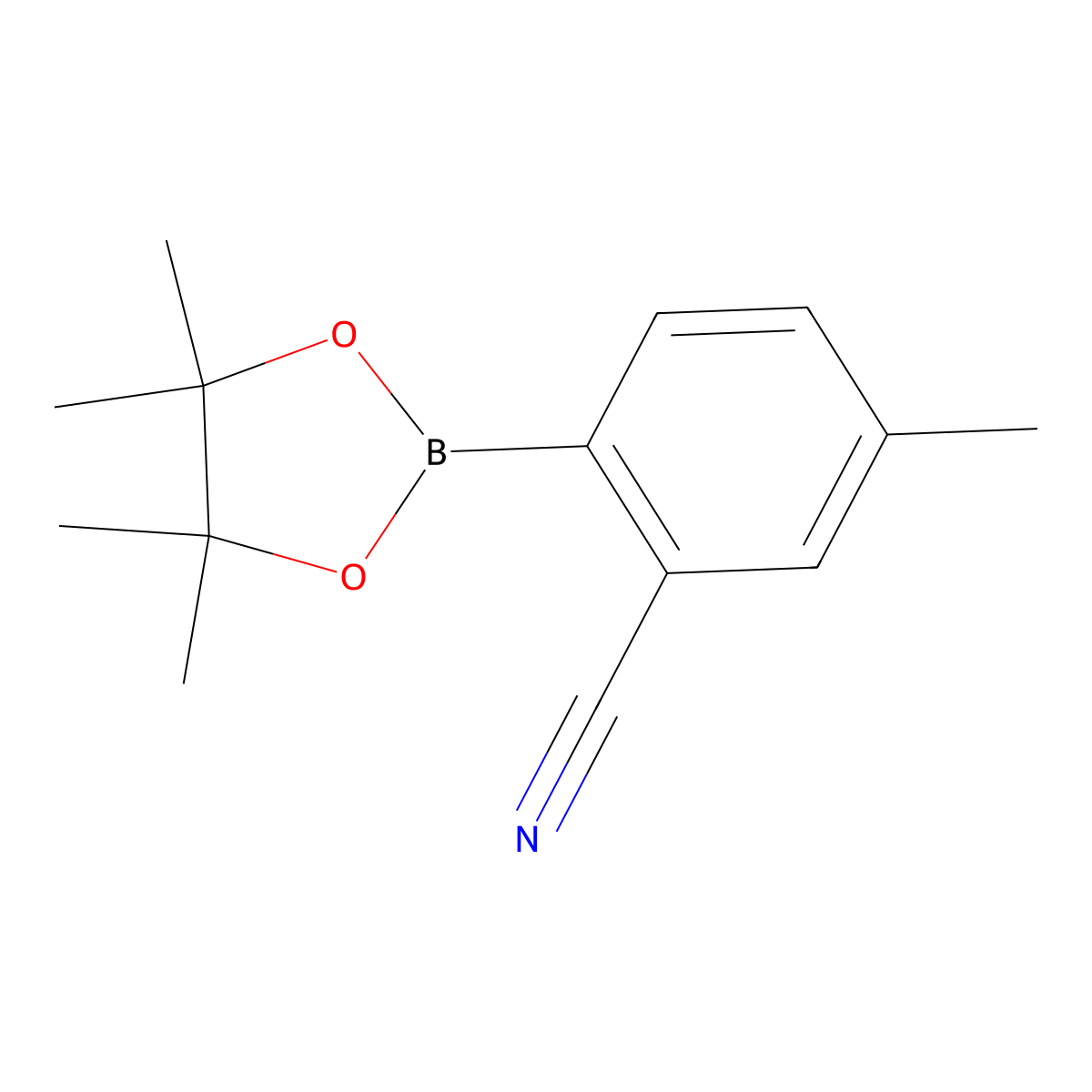 5-Methyl-2-(tetramethyl-1,3,2-dioxaborolan-2-yl)benzonitrile molecular structure, CAS 1116093-68-5
