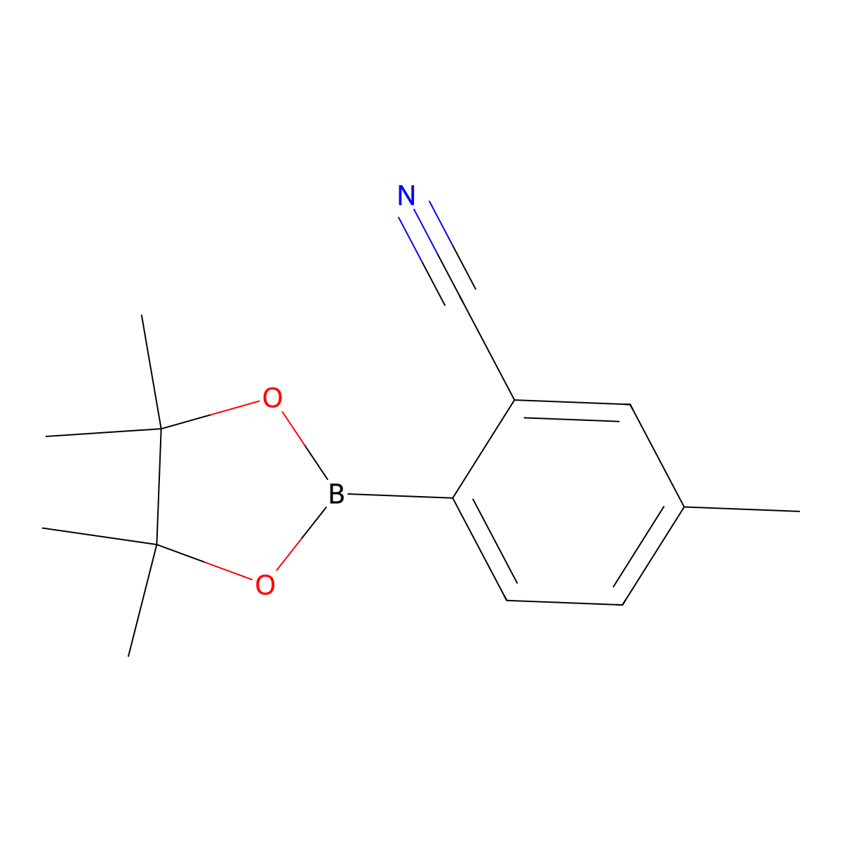 5-Methyl-2-(tetramethyl-1,3,2-dioxaborolan-2-yl)benzonitrile molecular structure, CAS 1116093-68-5