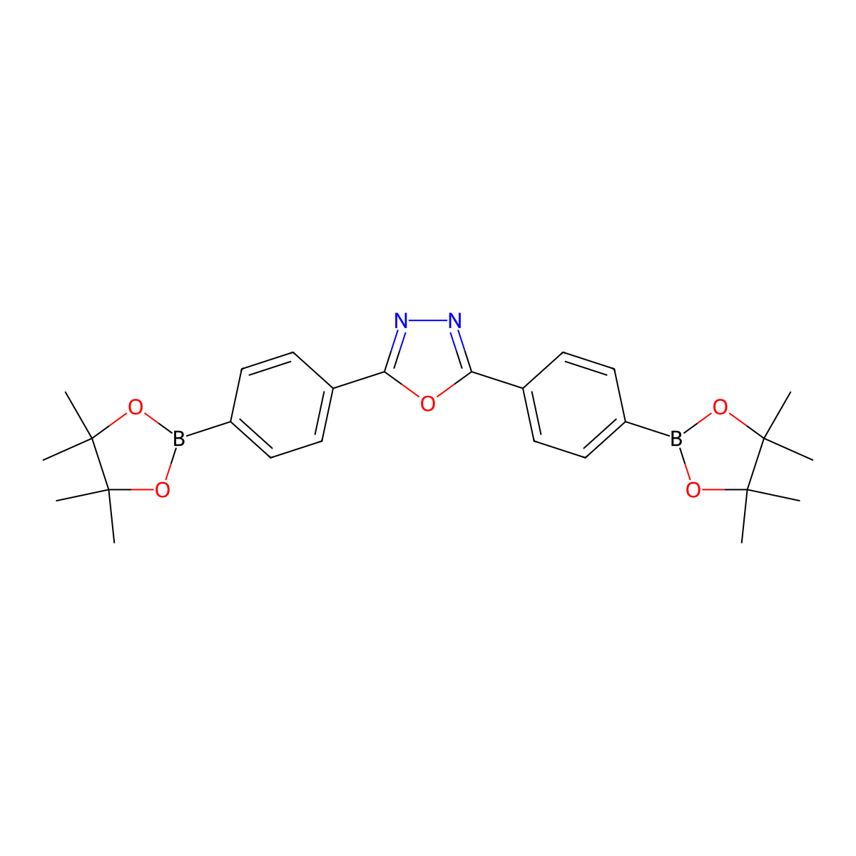 2,5-Bis[4-(4,4,5,5-tetramethyl-1,3,2-dioxaborolan-2-yl)phenyl]-1,3,4-oxadiazole molecular structure, CAS 1116122-85-0