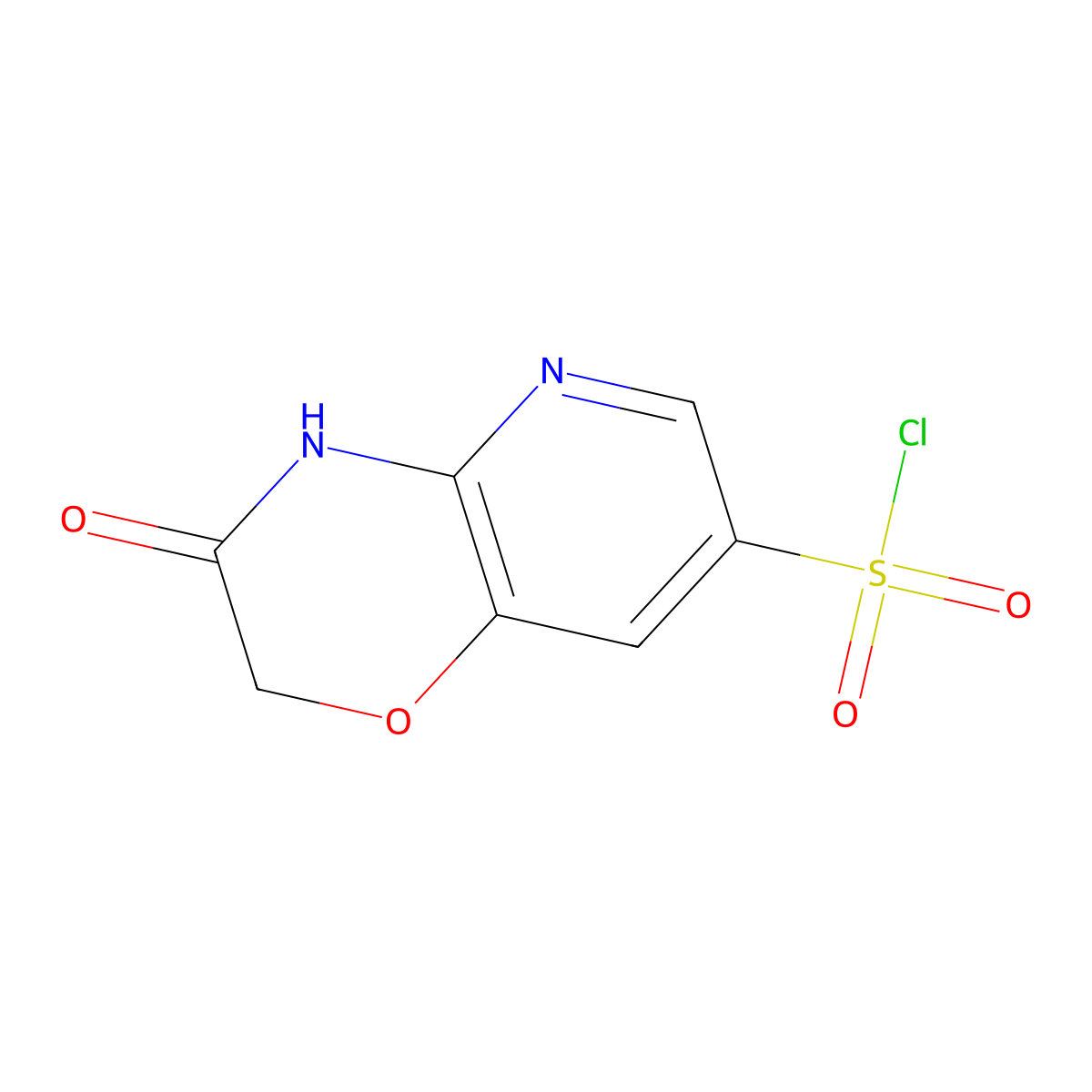 3-oxo-2H,3H,4H-pyrido(3,2-b)(1,4)oxazine-7-sulfonyl chloride molecular structure, CAS 1116135-67-1