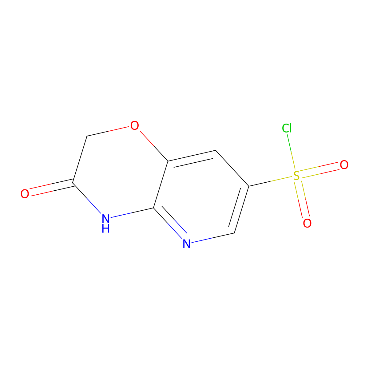 3-oxo-2H,3H,4H-pyrido(3,2-b)(1,4)oxazine-7-sulfonyl chloride molecular structure, CAS 1116135-67-1