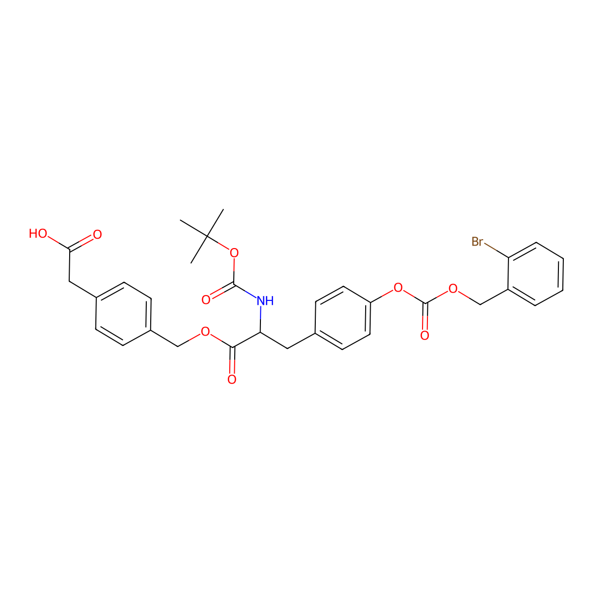 Boc-L-Tyr(2-Br-Z)-O-CH2-Ph-CH2-COOH molecular structure, CAS 111623-14-4