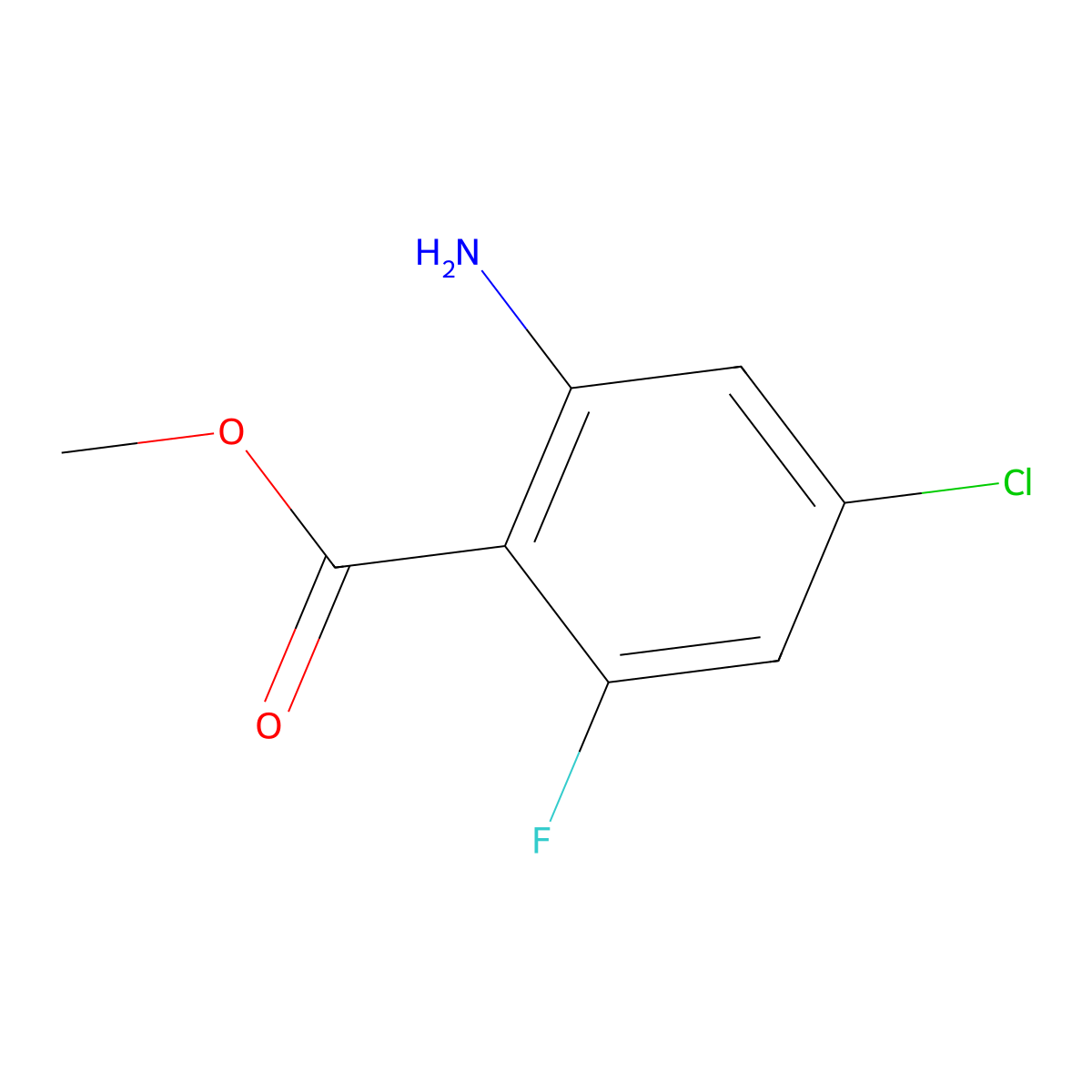 Methyl 2-amino-4-chloro-6-fluorobenzoate molecular structure, CAS 1116237-25-2