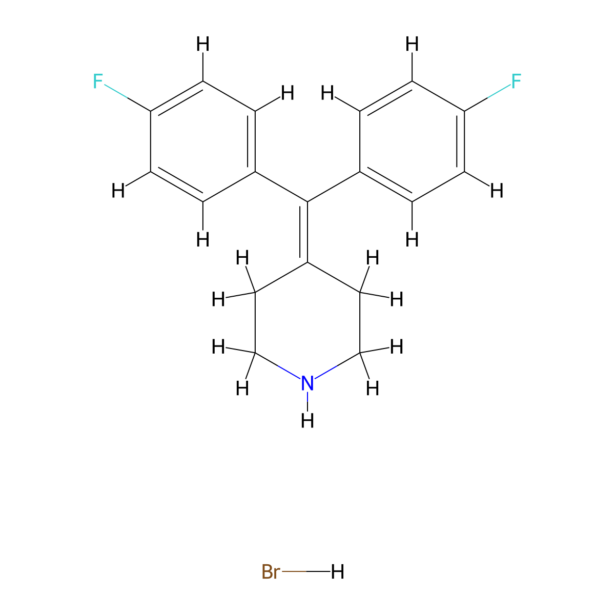 4-[Bis(4-Fluorophenyl)methylene]piperidine hydrobromide molecular structure, CAS 111627-29-3