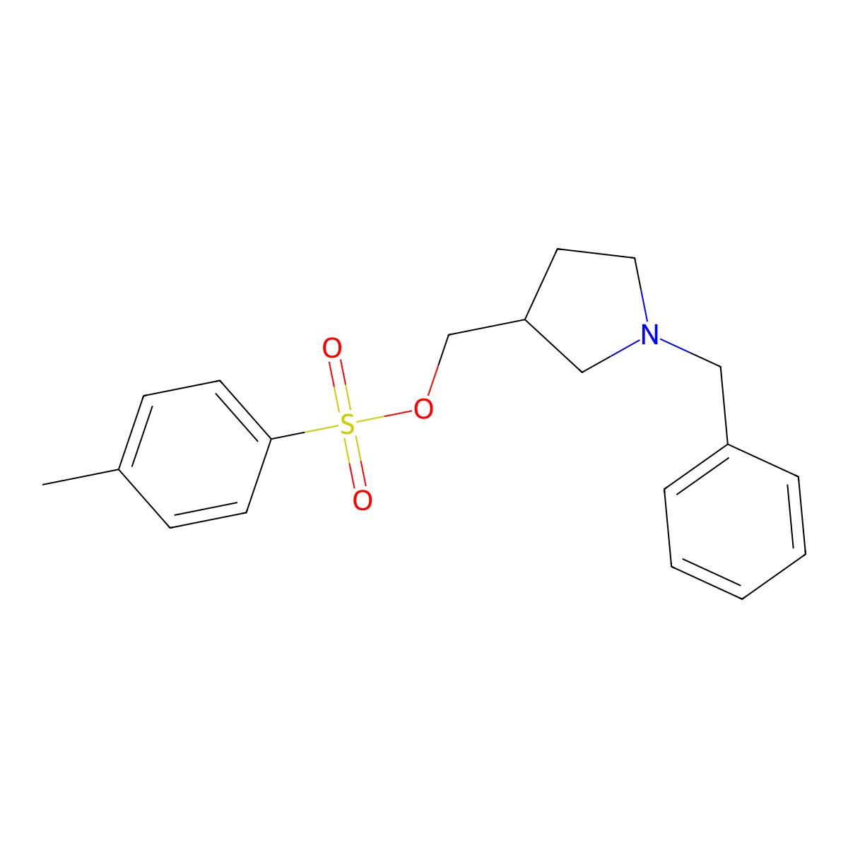 Toluene-4-sulfonic acid 1-benzyl-pyrrolidin-3-ylmethyl ester molecular structure, CAS 111627-58-8