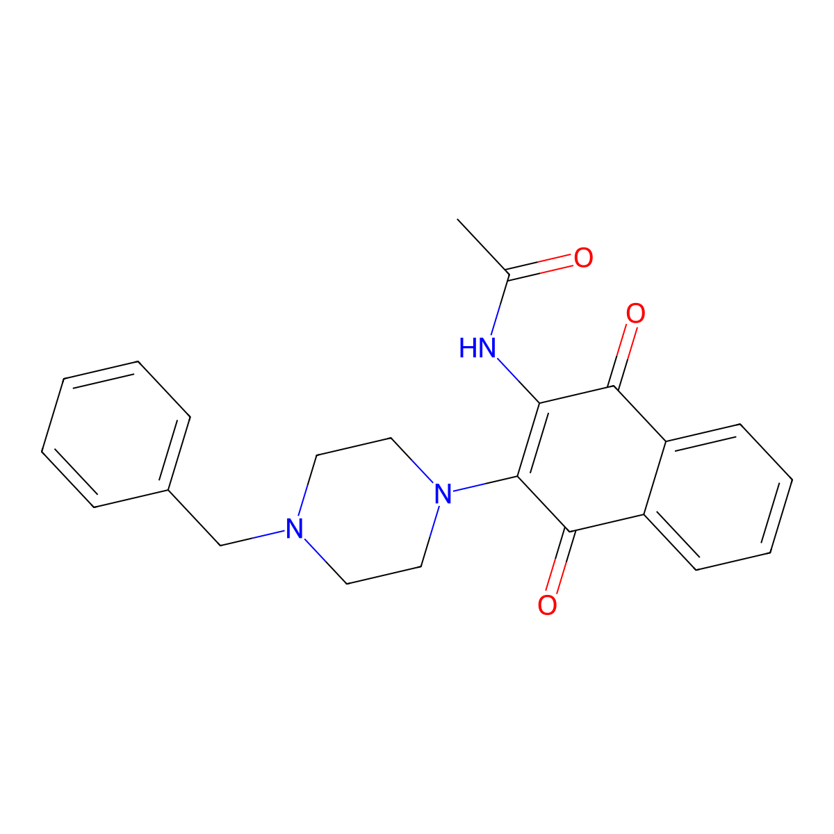 N-[3-(4-benzylpiperazin-1-yl)-1,4-dioxonaphthalen-2-yl]acetamide molecular structure, CAS 111627-95-3