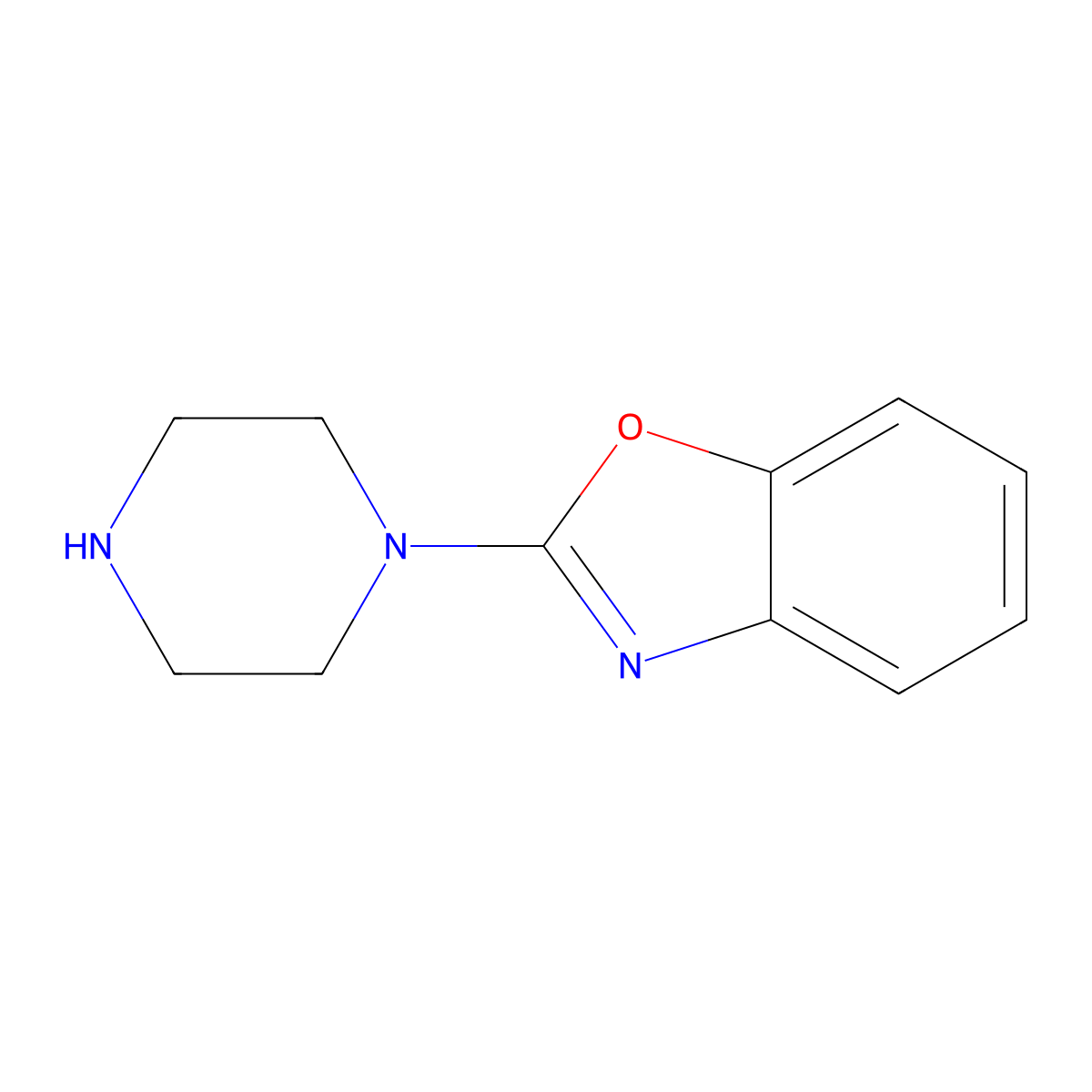 2-(Piperazin-1-yl)-1,3-benzoxazole molecular structure, CAS 111628-39-8