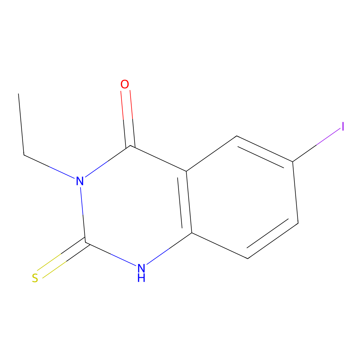 3-ethyl-6-iodo-2-thioxo-2,3-dihydroquinazolin-4(1H)-one molecular structure, CAS 111631-31-3
