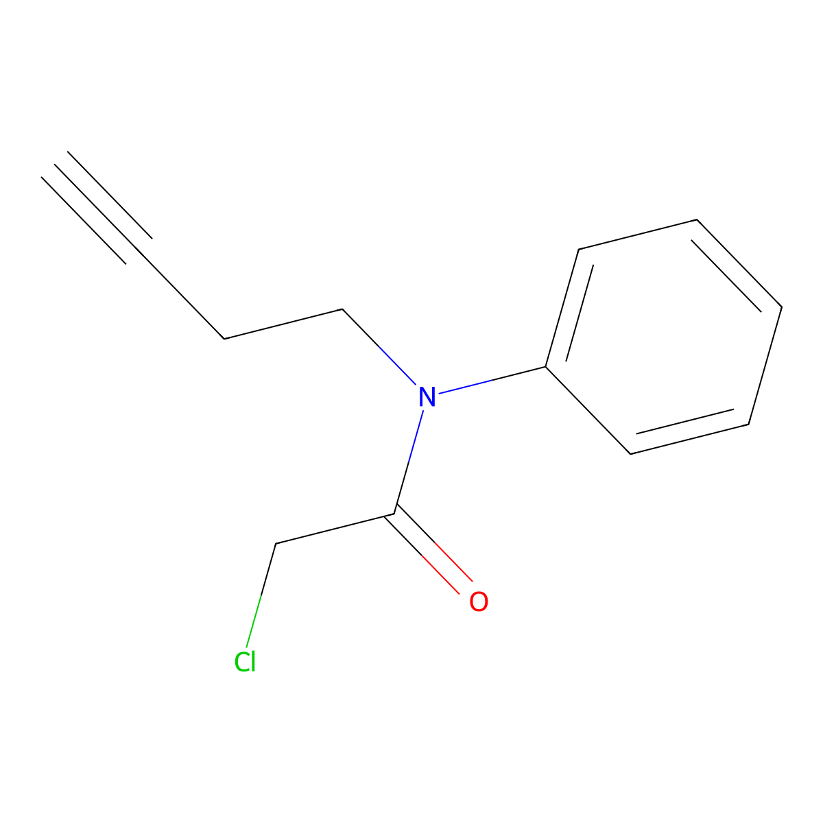 N-(but-3-yn-1-yl)-2-chloro-N-phenylacetamide molecular structure, CAS 111631-63-1