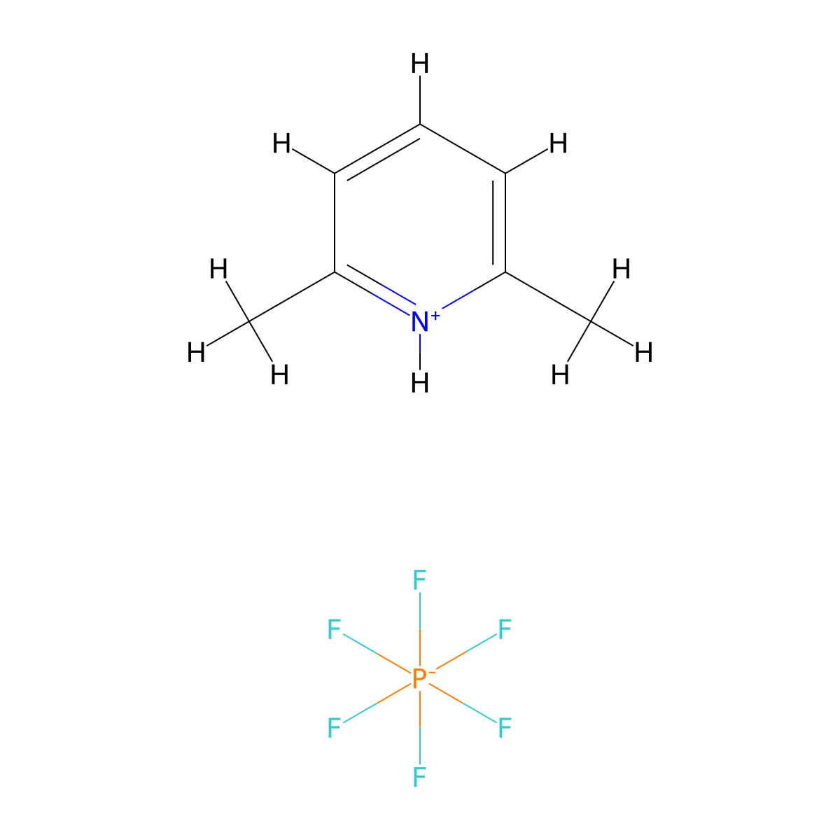 2,6-Dimethylpyridin-1-ium hexafluorophosphate(V) molecular structure, CAS 111632-68-9