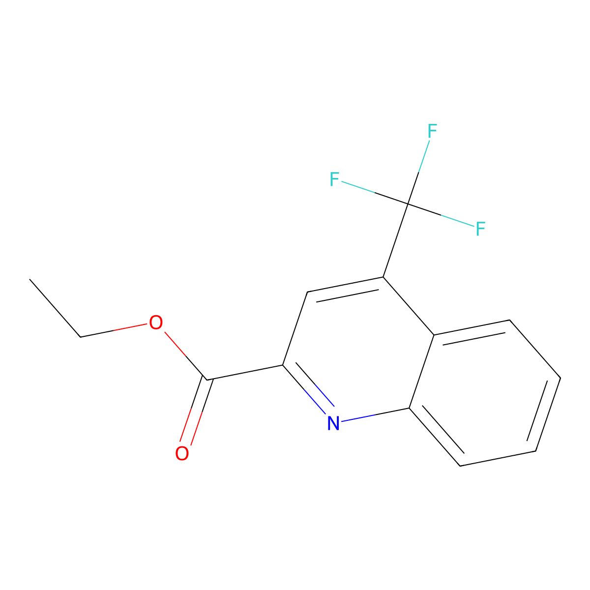 Ethyl 4-(trifluoromethyl)quinoline-2-carboxylate molecular structure, CAS 1116339-55-9