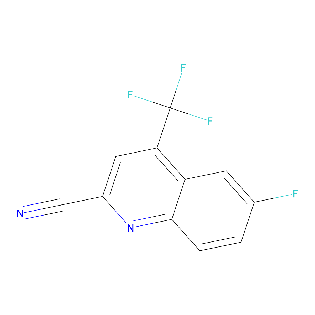 6-Fluoro-4-(trifluoromethyl)quinoline-2-carbonitrile molecular structure, CAS 1116339-60-6