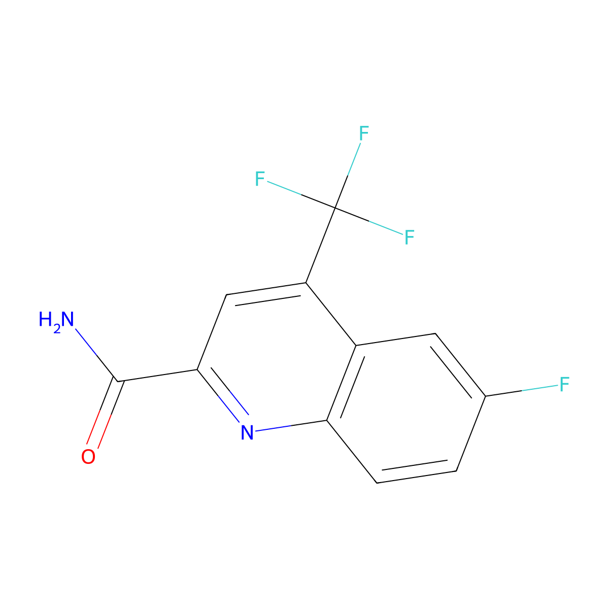 6-Fluoro-4-(trifluoromethyl)quinoline-2-carboxamide molecular structure, CAS 1116339-61-7