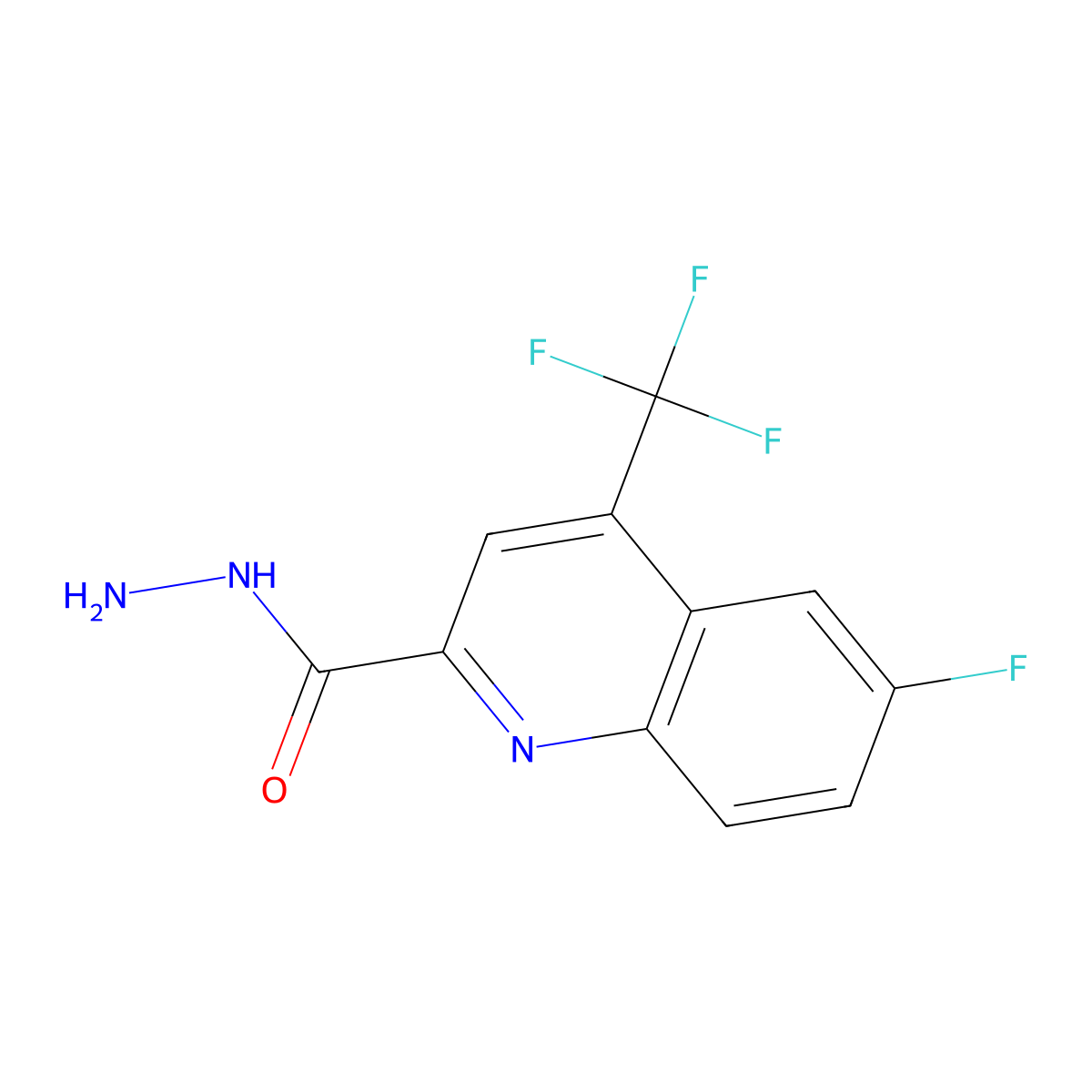 6-Fluoro-4-(trifluoromethyl)quinoline-2-carbohydrazide molecular structure, CAS 1116339-62-8