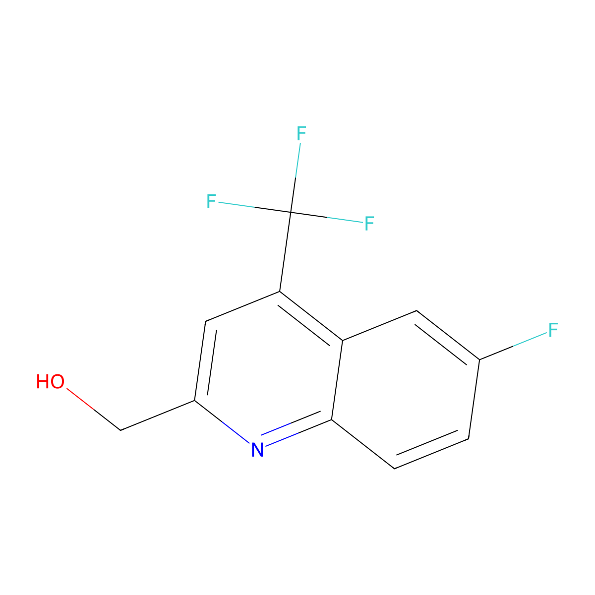 (6-Fluoro-4-(trifluoromethyl)quinolin-2-yl)methanol molecular structure, CAS 1116339-63-9