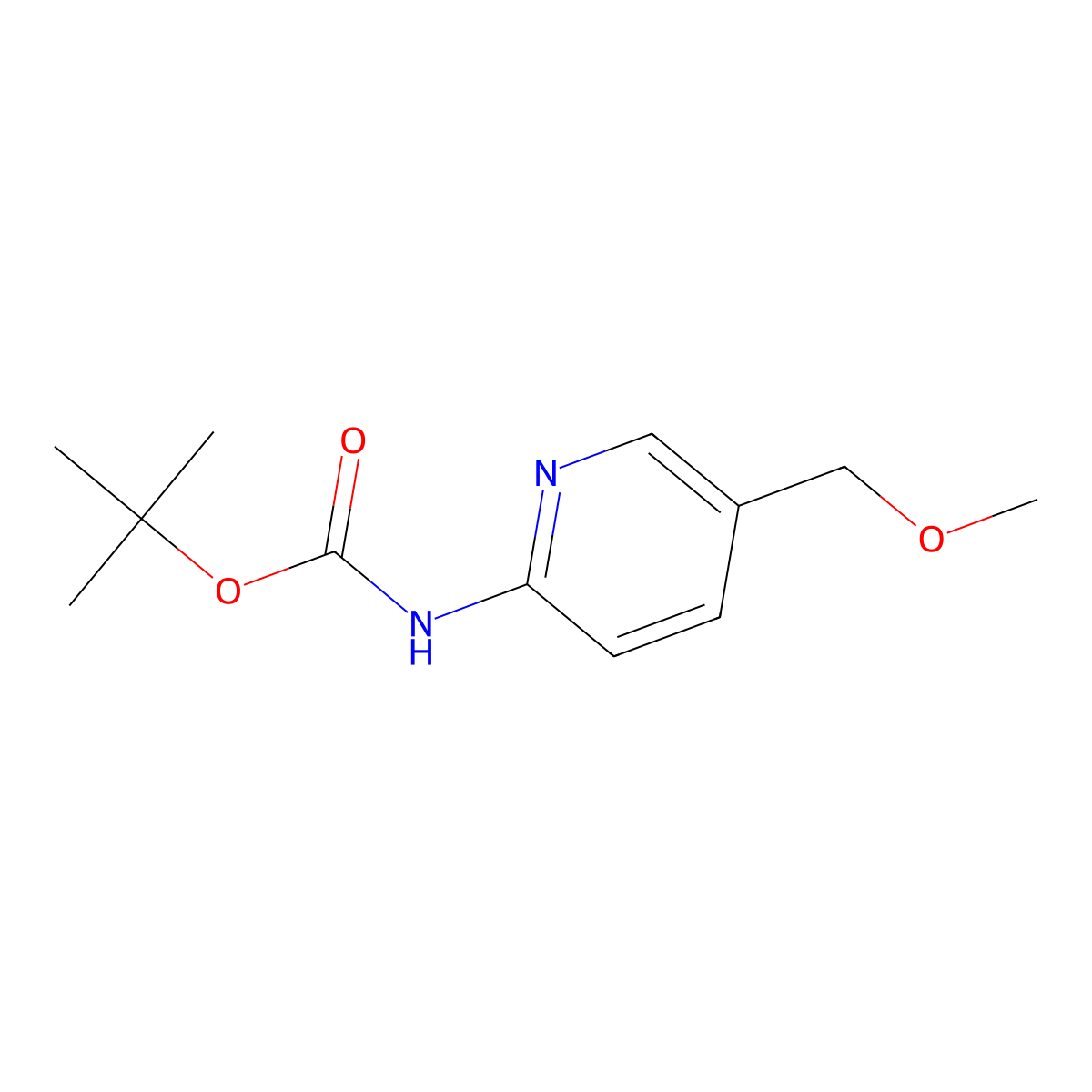 Tert-butyl 5-(methoxymethyl)pyridin-2-ylcarbamate molecular structure, CAS 1116339-66-2
