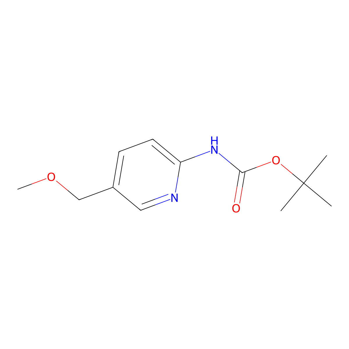 Tert-butyl 5-(methoxymethyl)pyridin-2-ylcarbamate molecular structure, CAS 1116339-66-2