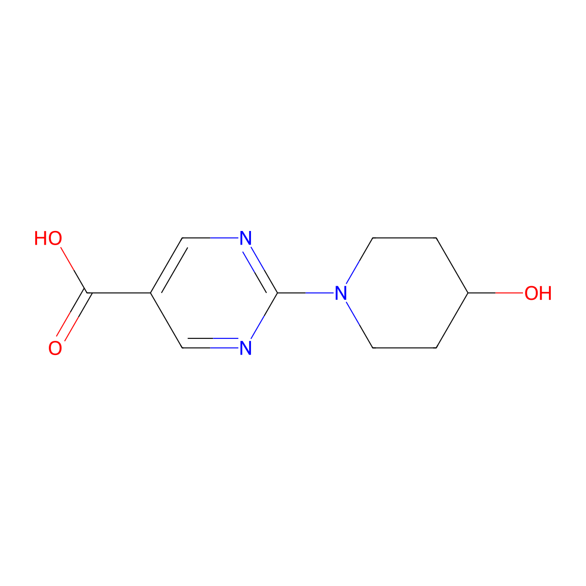 2-(4-Hydroxypiperidin-1-YL)pyrimidine-5-carboxylic acid molecular structure, CAS 1116339-69-5