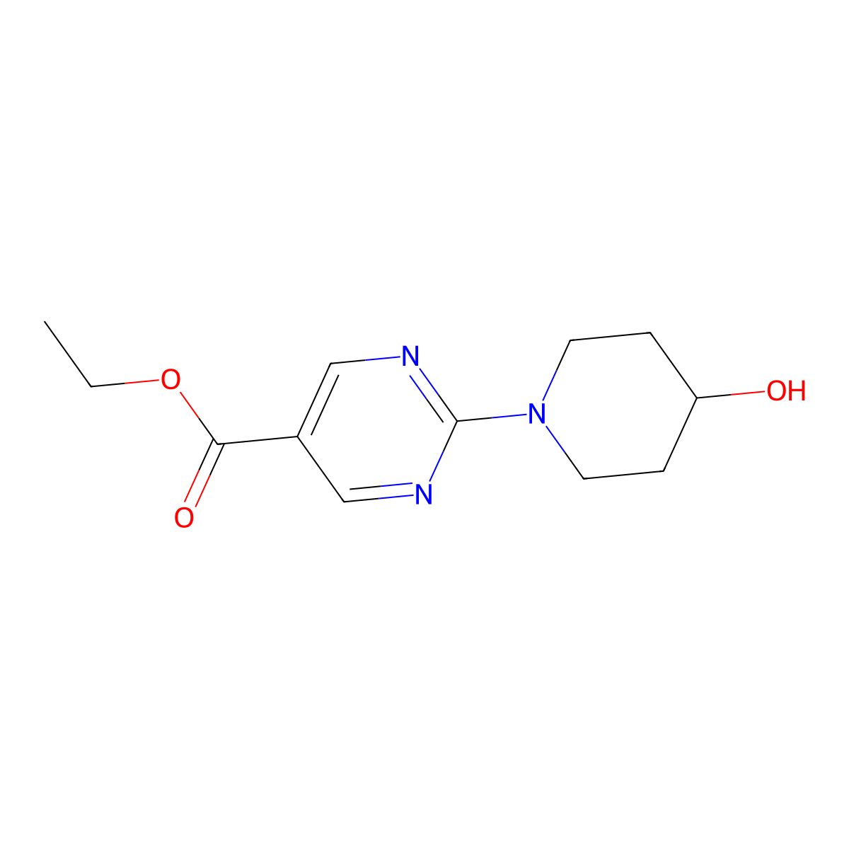 Ethyl 2-(4-hydroxypiperidin-1-yl)pyrimidine-5-carboxylate molecular structure, CAS 1116339-70-8
