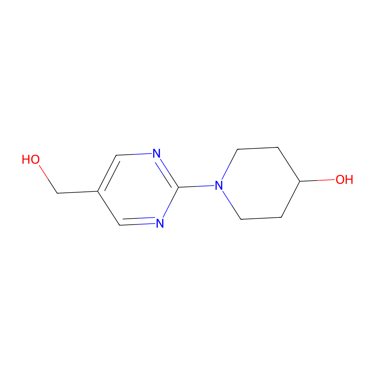 1-(5-(Hydroxymethyl)pyrimidin-2-yl)piperidin-4-ol molecular structure, CAS 1116339-72-0