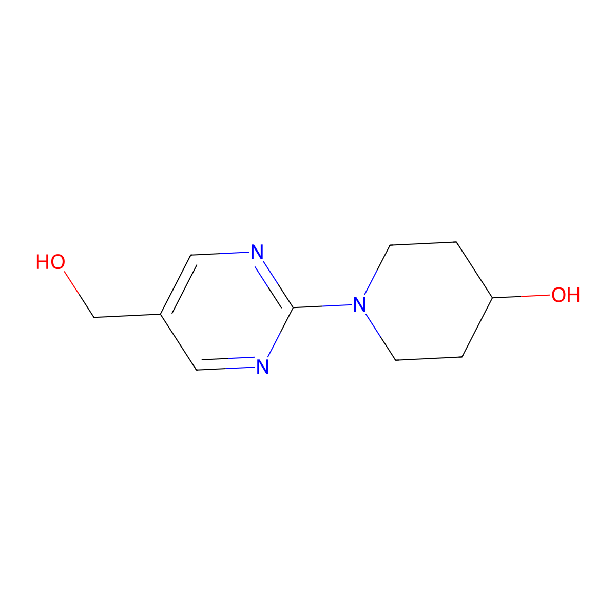 1-(5-(Hydroxymethyl)pyrimidin-2-yl)piperidin-4-ol molecular structure, CAS 1116339-72-0