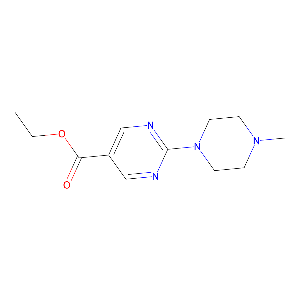 Ethyl 2-(4-methylpiperazin-1-yl)pyrimidine-5-carboxylate molecular structure, CAS 1116339-74-2