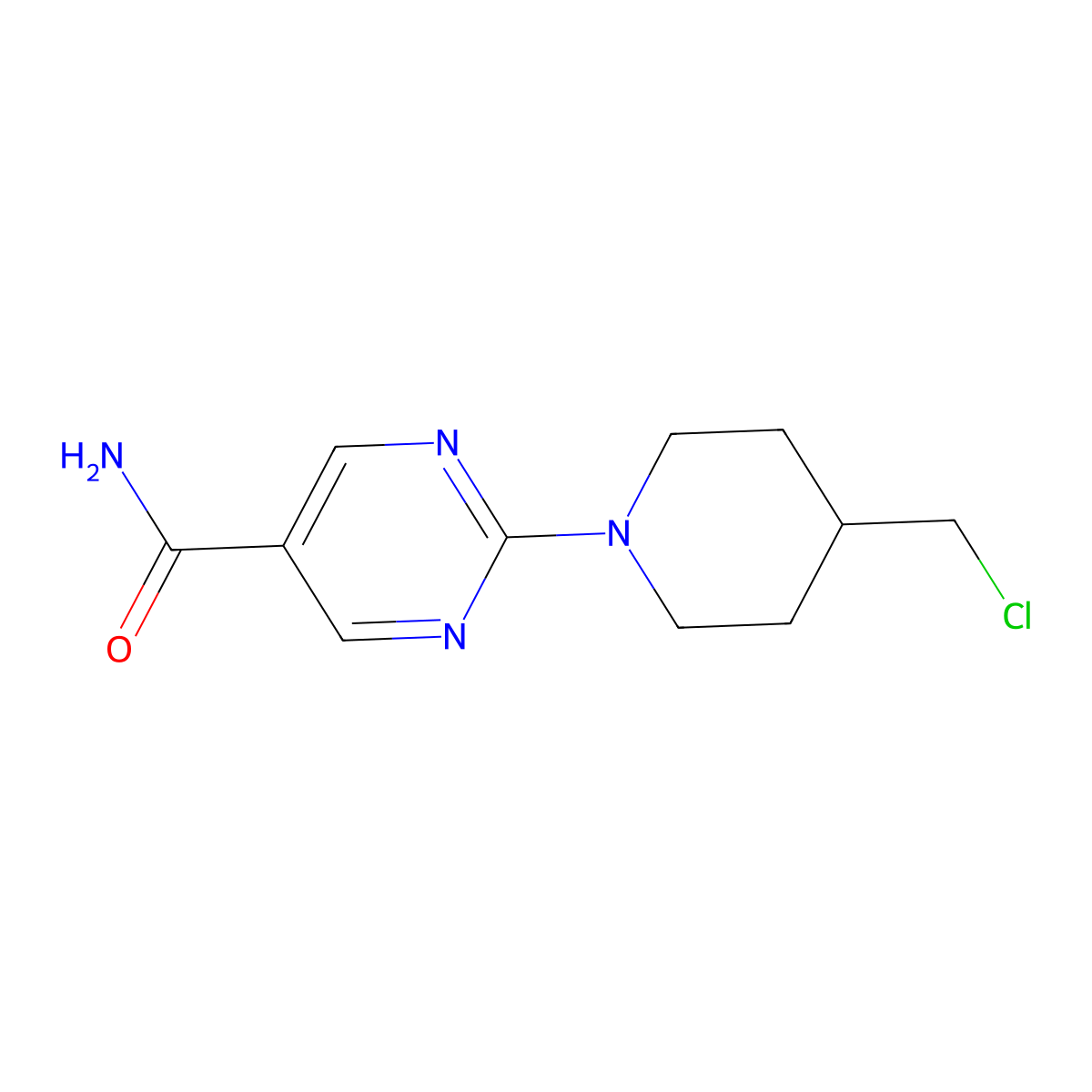 2-(4-(Chloromethyl)piperidin-1-yl)pyrimidine-5-carboxamide molecular structure, CAS 1116339-77-5