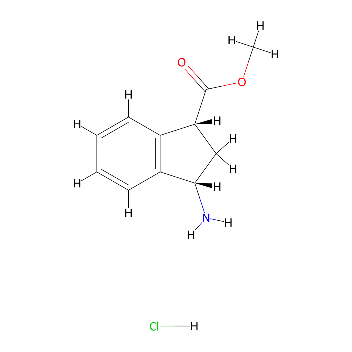Rac-methyl (1R,3S)-3-amino-2,3-dihydro-1H-indene-1-carboxylate hydrochloride molecular structure, CAS 111634-93-6