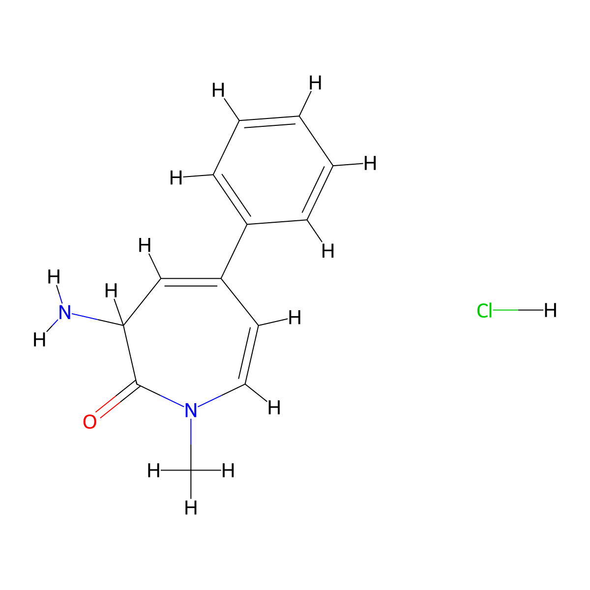 3-amino-1-methyl-5-phenyl-1H-azepin-2(3H)-one hydrochloride molecular structure, CAS 1116395-27-7