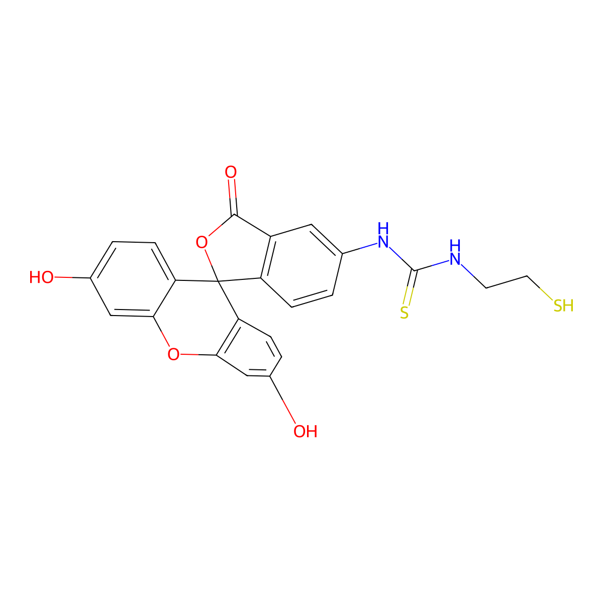 1-(2-Mercaptoethyl)-3-(fluorescein-5-yl)thiourea molecular structure, CAS 111647-39-3