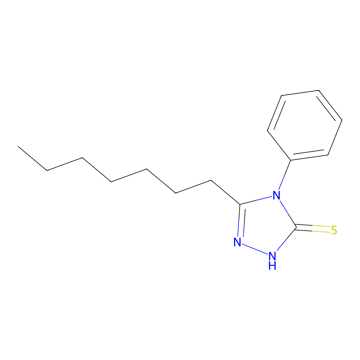 3H-1,2,4-Triazole-3-thione, 5-heptyl-2,4-dihydro-4-phenyl- molecular structure, CAS 111650-94-3