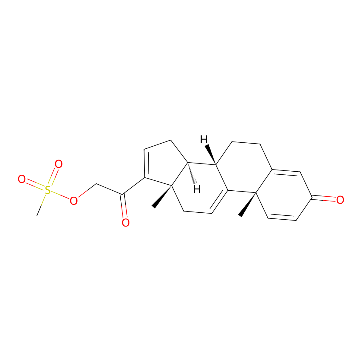 2-((8S,10S,13S,14S)-10,13-Dimethyl-3-oxo-6,7,8,10,12,13,14,15-octahydro-3H-cyclopenta[a]phenanthren-17-yl)-2-oxoethyl methanesulfonate (Prednisolone Impurity) molecular structure, CAS 111668-12-3