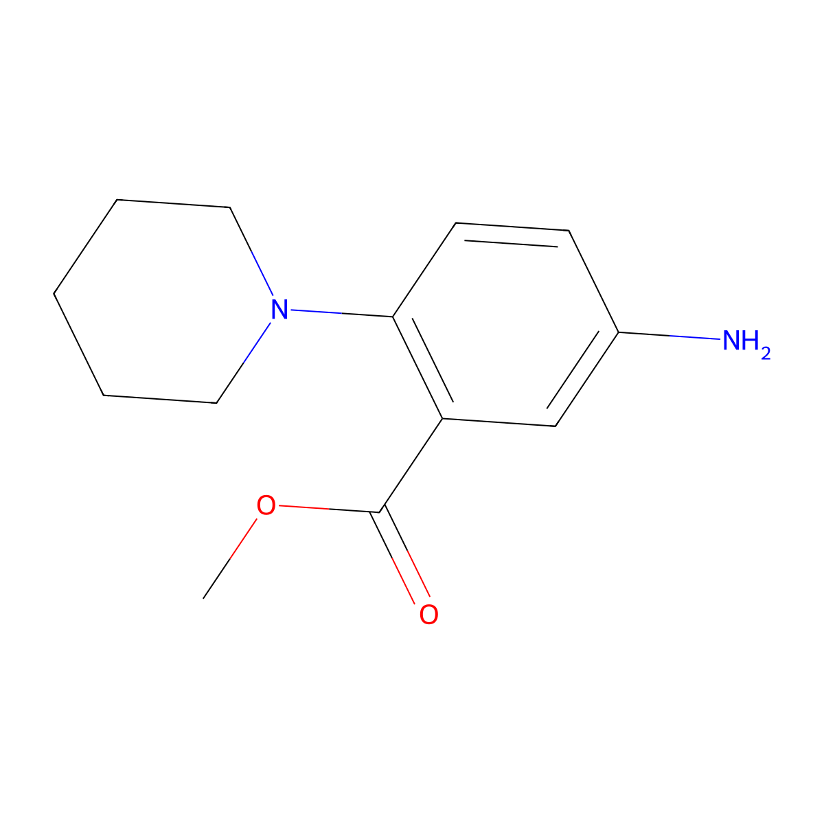 Methyl 5-amino-2-(piperidin-1-yl)benzoate molecular structure, CAS 1116689-33-8