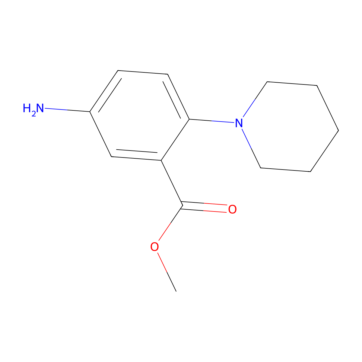 Methyl 5-amino-2-(piperidin-1-yl)benzoate molecular structure, CAS 1116689-33-8