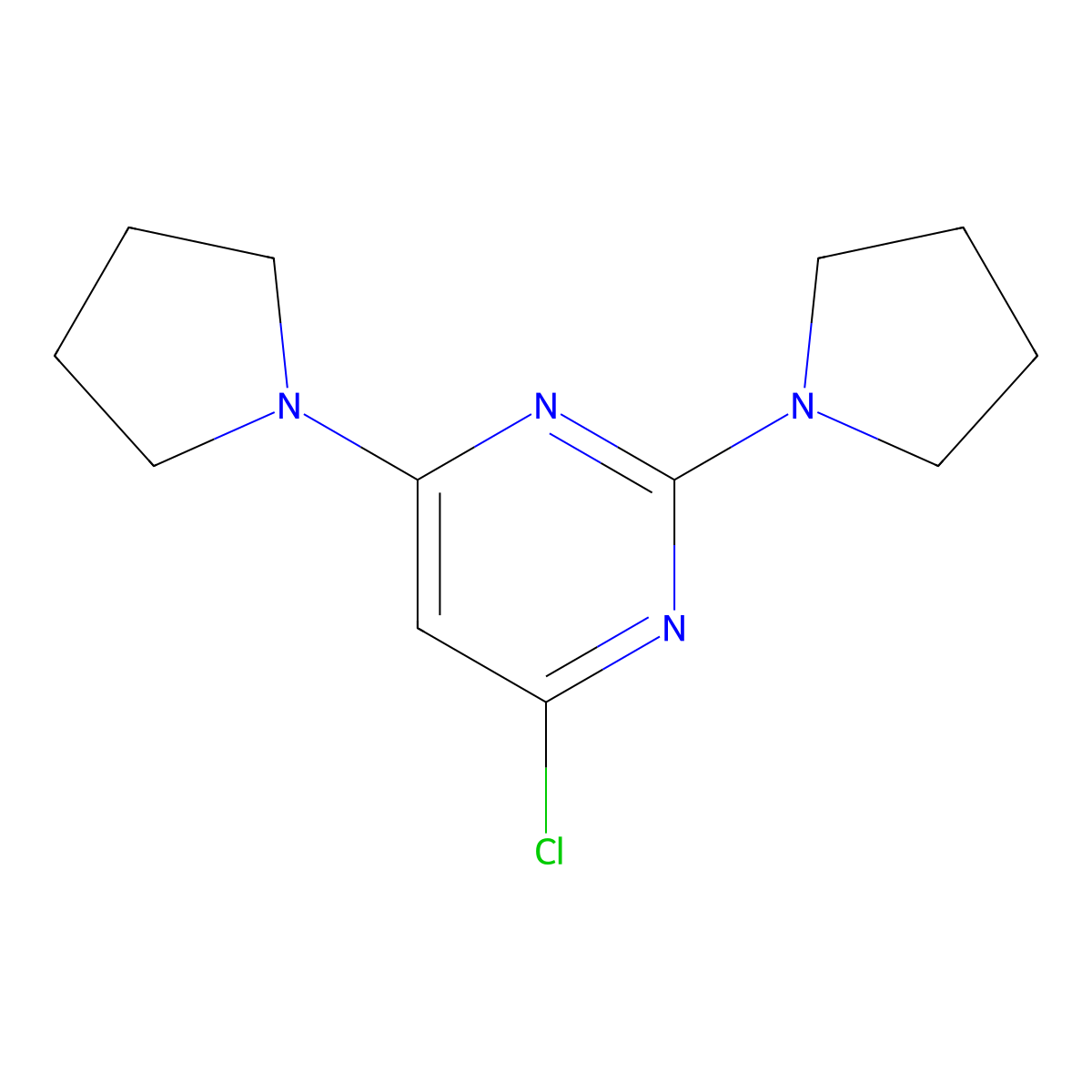 4-Chloro-2,6-di(pyrrolidin-1-yl)pyrimidine molecular structure, CAS 111669-15-9