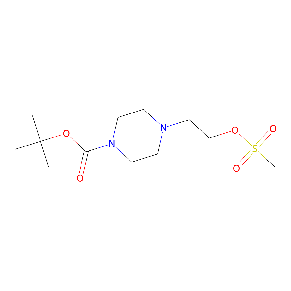 Tert-butyl 4-(2-(methylsulfonyloxy)ethyl)piperazine-1-carboxylate molecular structure, CAS 111669-18-2